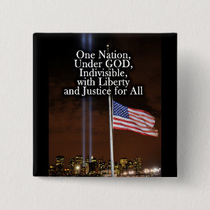 Eén natie onder God Patriot Dag 9/11 Patriottisch Vierkante Button 5,1 Cm