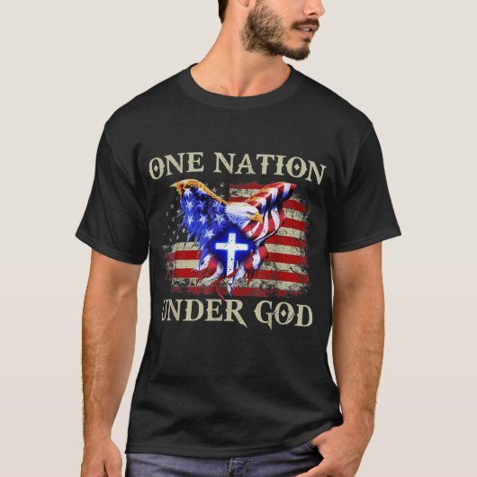 een natie onder god patriotic usa Christelijk T-shirt (Voorkant)