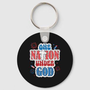 Eén natie onder God Patriottisch 4 juli Sleutelhanger