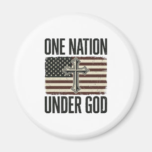 Eén natie onder God patriottisch kruis Magneet