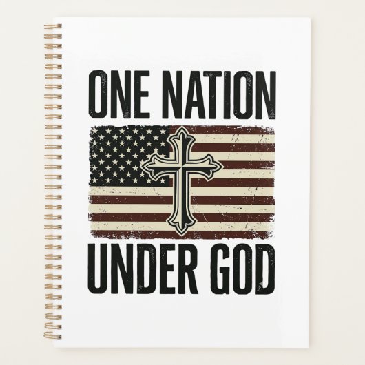 Eén natie onder God patriottisch kruis Planner (Voorkant)