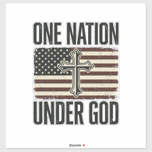 Eén natie onder God patriottisch kruis Sticker (Vel)