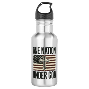 Eén natie onder God patriottisch kruis Waterfles