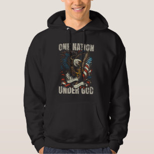 Eén natie onder God Patriottische Adelaar Vlag Des Hoodie