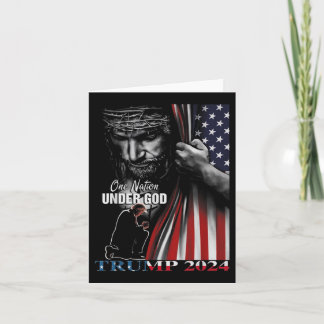 Eén natie onder God Trump 2024 God Amerikaanse vla Kaart