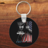 Eén natie onder God Trump 2024 God Amerikaanse vla Sleutelhanger (Voorkant)