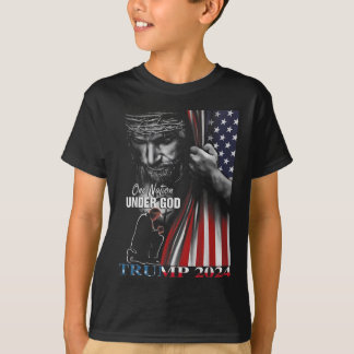 Eén natie onder God Trump 2024 God Amerikaanse vla T-shirt
