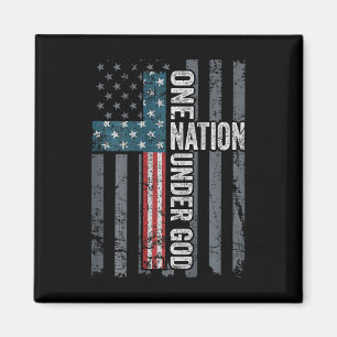 Eén natie onder God - Usa kruis vlag christelijk - Magneet