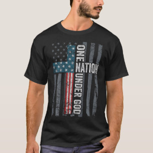 Eén natie onder God - Usa kruis vlag christelijk - T-shirt
