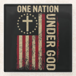 Eén natie onder God Vertical Christelijk American Glazen Onderzetter