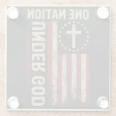 Eén natie onder God Vertical Christelijk American Glazen Onderzetter (Achterkant)