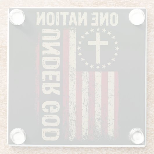 Eén natie onder God Vertical Christelijk American Glazen Onderzetter (Achterkant)
