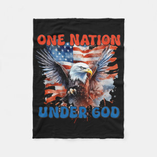 Eén natie onder God vlag 4 juli Patriottisch CH Fleece Deken