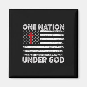 Eén natie onder God vlag 4 juli Patriottisch CH Magneet