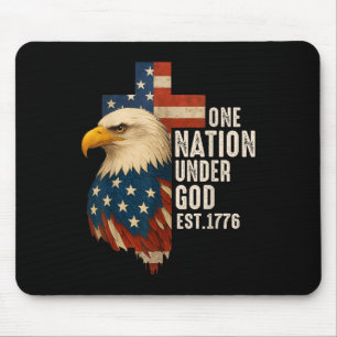 Eén natie onder God vlag 4 juli Patriottisch CH Muismat