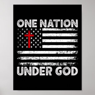 Eén natie onder God vlag 4 juli Patriottisch CH Poster