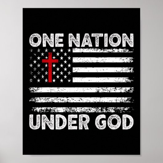 Eén natie onder God vlag 4 juli Patriottisch CH Poster (Voorkant)