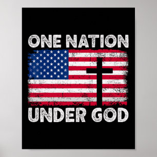 Eén natie onder God vlag 4 juli Patriottisch CH Poster