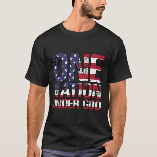 Eén natie onder God vlag 4 juli Patriottisch CH T-shirt (Voorkant)