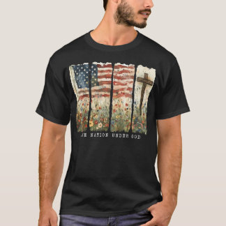 Eén natie onder God Vlag 4 juli patriottisch T-shirt