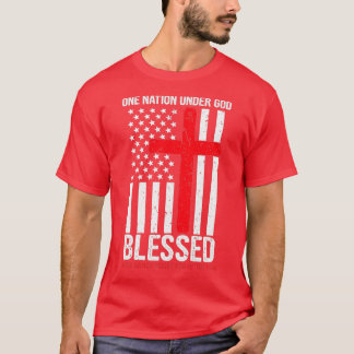 Eén natie onder God zegene Patriottische Amerikaan T-shirt