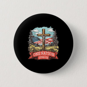 Een natie onder Gods kruis Jezus Vlag van de VS ge Ronde Button 5,7 Cm
