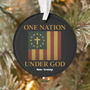 Eén natie onder Gods vlag Patriottisch Christelijk Ornament