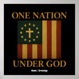 Eén natie onder Gods vlag Patriottisch Christelijk Poster