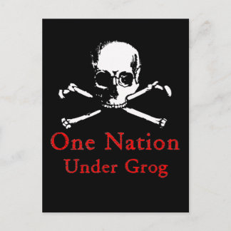 Eén natie onder Grog briefkaart (witte schedel)
