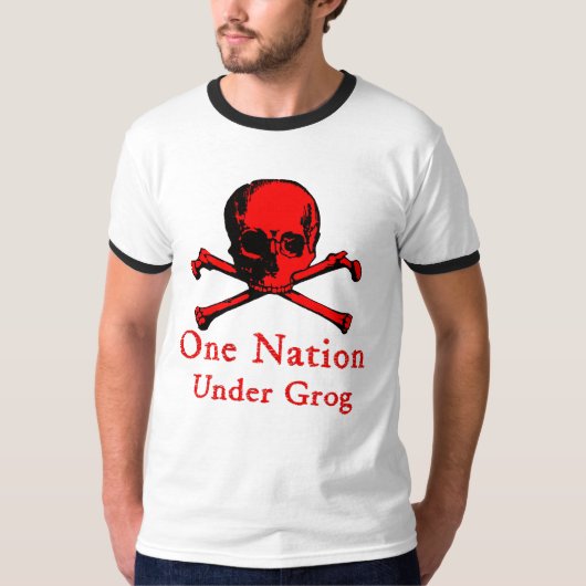Eén natie onder Grog t-shirt (rood afbeelding) (Voorkant)