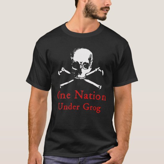 Eén natie onder Grog t-shirt (witte schedel) (Voorkant)