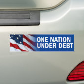 Eén natie onder schuld bumpersticker (Op auto)