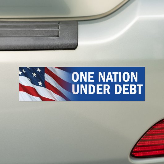 Eén natie onder schuld bumpersticker (Op auto)
