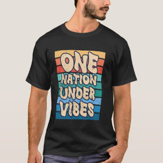 Eén natie onder vibes retro stijl t-shirt
