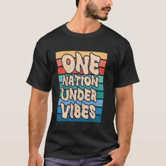 Eén natie onder vibes retro stijl t-shirt