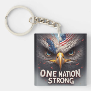Eén natie sterk VS-vlag patriottisch geschenk Sleutelhanger