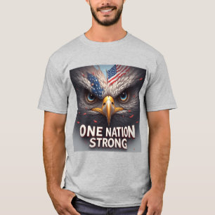 Eén natie sterk VS-vlag patriottisch geschenk T-shirt