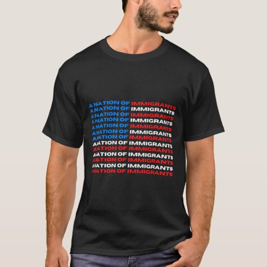 Een Nation of Immigrants Red, White, and Blue US F T-shirt (Voorkant)