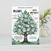 Een Natuur Cool Cash Only Geldboom 13e Verjaardag Kaart (Staand voorkant)