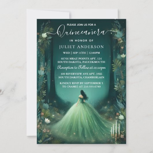 Een Natuur Tree Witch Enchanted Forest Quinceanera Kaart (Voorkant)