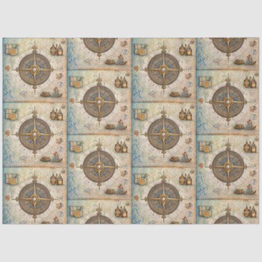 Een nautisch kompas serie ontwerp 13 tissuepapier (Voorkant)