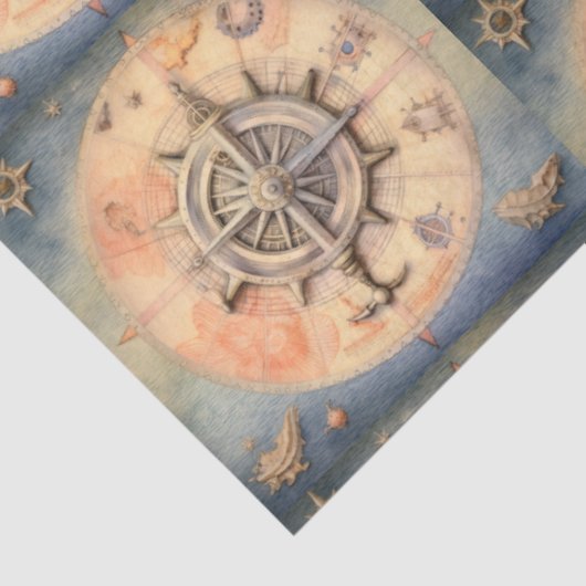 Een nautisch kompas serie ontwerp 24 tissuepapier (Detail)