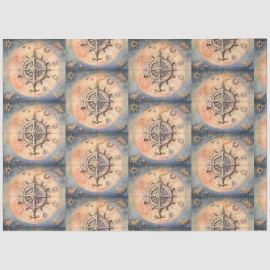 Een nautisch kompas serie ontwerp 24 tissuepapier (Voorkant)