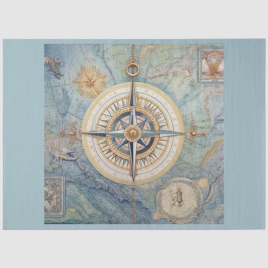Een nautisch kompas serie ontwerp 8 tissuepapier (Voorkant)