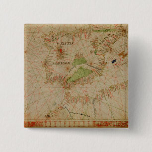 Een nautische atlas vierkante button 5,1 cm