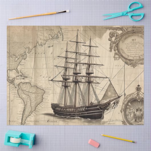 Een nautische kaart serie ontwerp 5 tissuepapier (Craft)