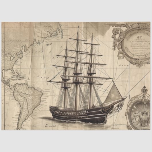 Een nautische kaart serie ontwerp 5 tissuepapier (Voorkant)