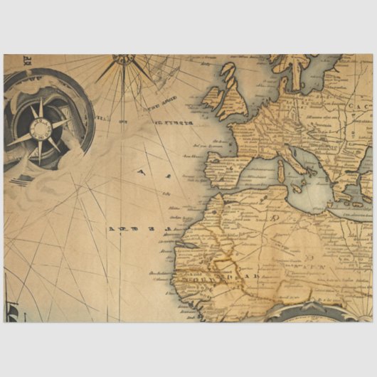 Een nautische kaart serie ontwerp 6 tissuepapier (Voorkant)