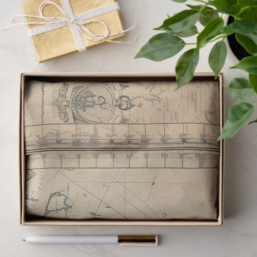 Een nautische kaart serie ontwerp 8 tissuepapier (Geschenk)