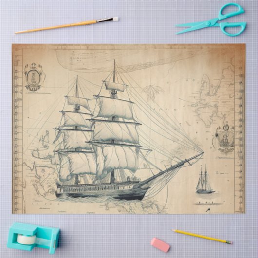 Een nautische kaart serie ontwerp 8 tissuepapier (Craft)